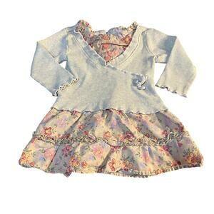 Nannette long sleeve‎ gray ribbed overlay floral ruffle shirt SIZE 12M